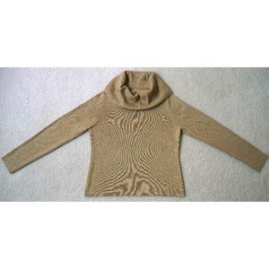 $140 Saks Fifth Ave Dana Buchman Metallic Gold Cowl Neck Knit Sweater Top M 8-10